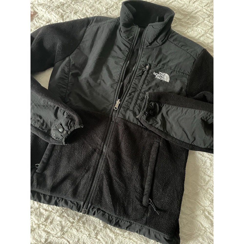 The North Face Solid Black Full Zip Denali Fleece Coat Jacket Small S‎